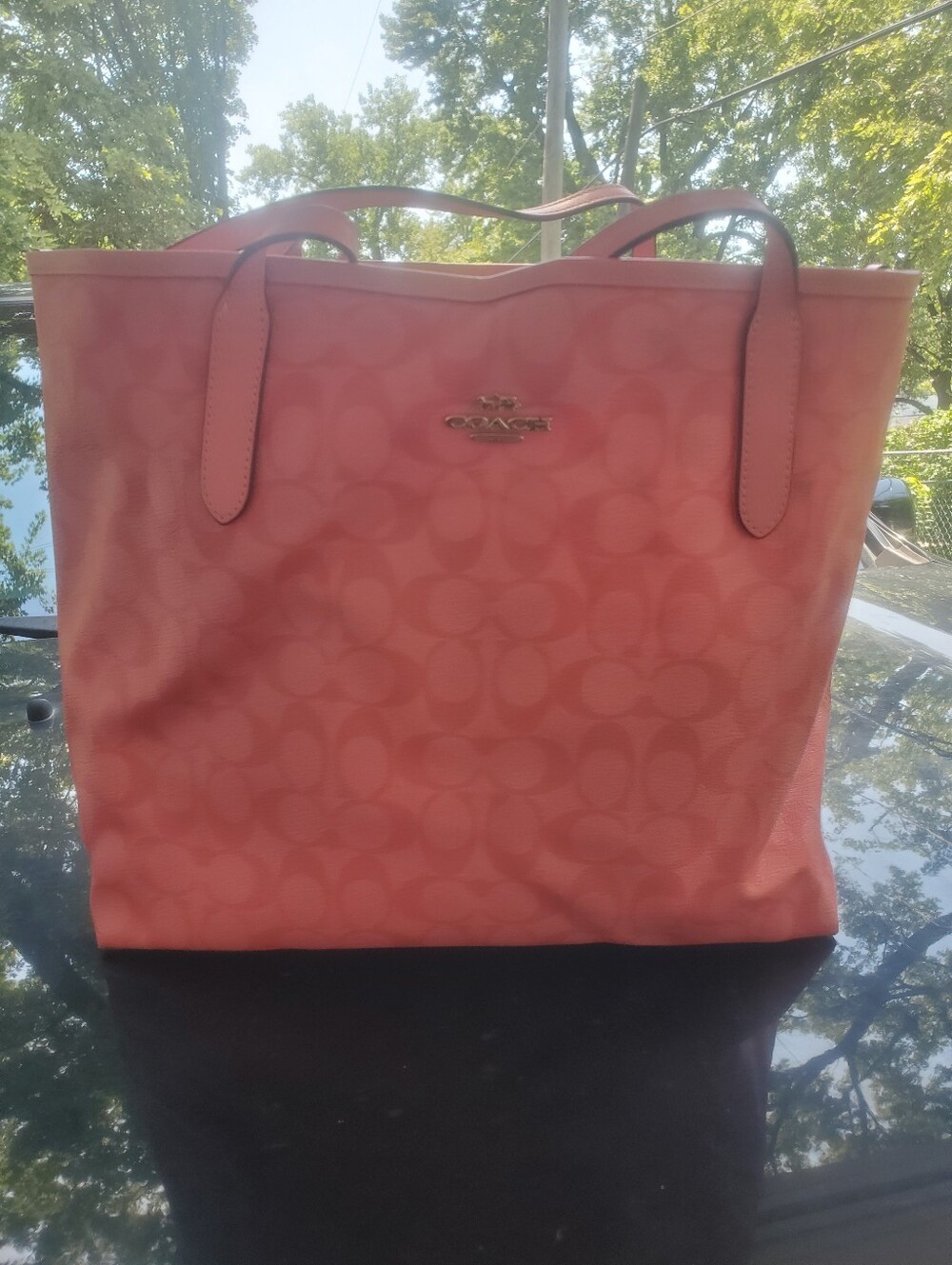 RARE Coach Pink Lemonade Signature Tote - Picture 3 of 4